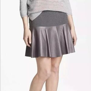 Hinge Gray Fit & Flare Mini Skirt Leather S